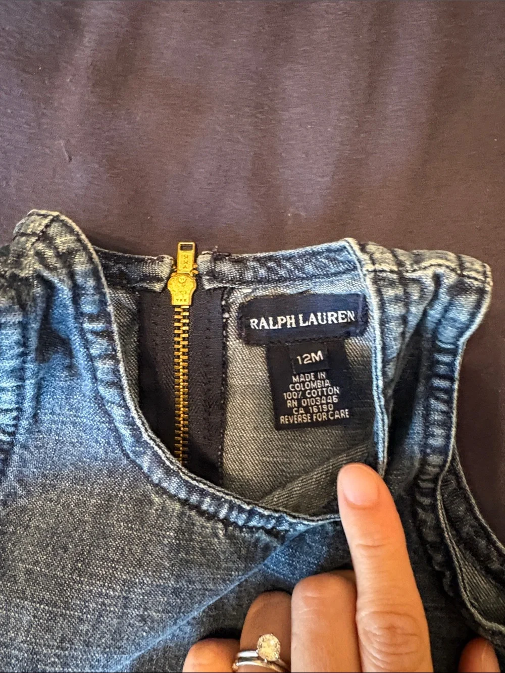 Ralph Lauren Blue Denim Sleeveless Pleated Hem Dress